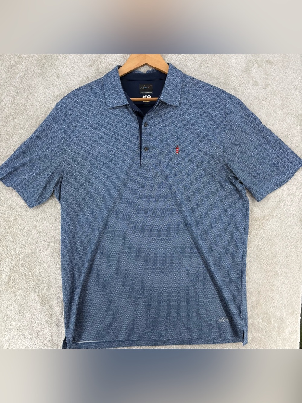 Greg Norman ML75 Blue Performance Golf Polo Shirt Men’s Short Sleeve Shirt